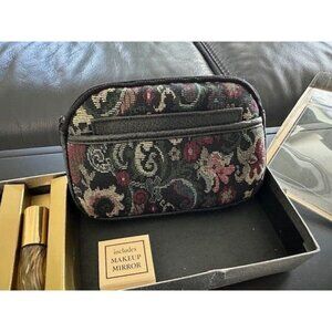 Heaven Sent The Clutch Set Vintage NOS Makeup Bag Mirror Zipper Pouch Tapestry
